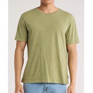 John Varvatos Men's Enzo Marble Wash SS Crew T-Shirt 100% Cotton Solid Pistachio